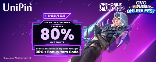 PROMO SEPT – Top up Diamonds MLBB Cashback 80% OVO Points dan Banyak Bonus Lainnya!